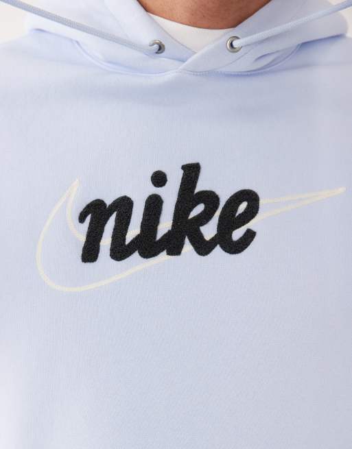 Nike Club logo hoodie in light blue, 3 of 5