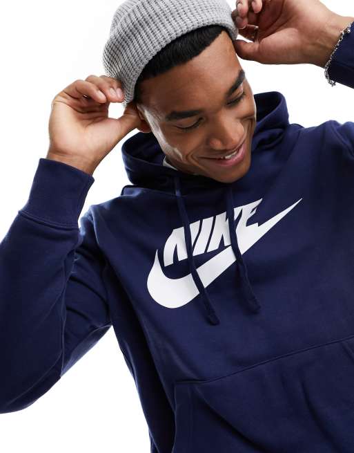 Nike Club logo hoodie in navy ASOS