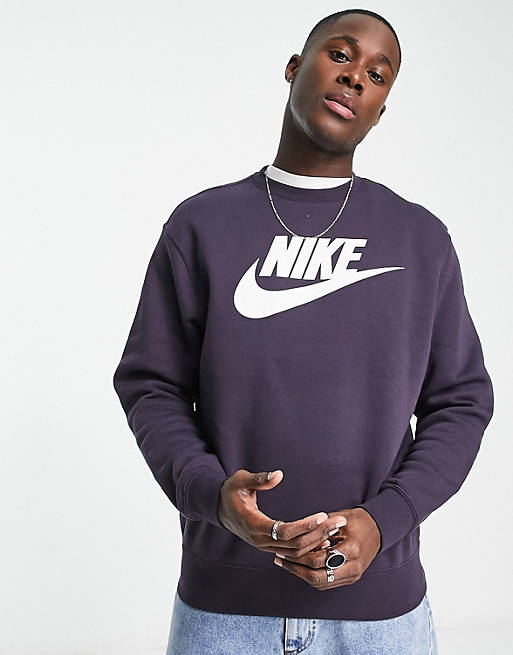 Nike Club logo print sweatshirt in dark purple | ASOS