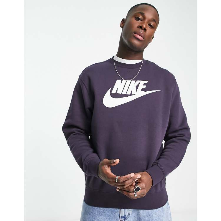 Nike Club logo print sweatshirt in dark purple