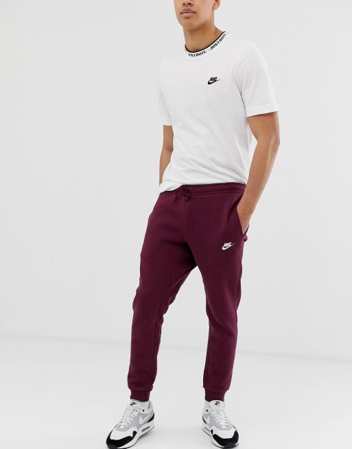 Nike Club logo sweatpants in burgundy