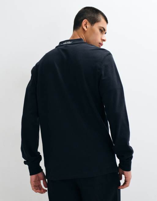 Nike Club long sleeve polo in black , 5 of 5