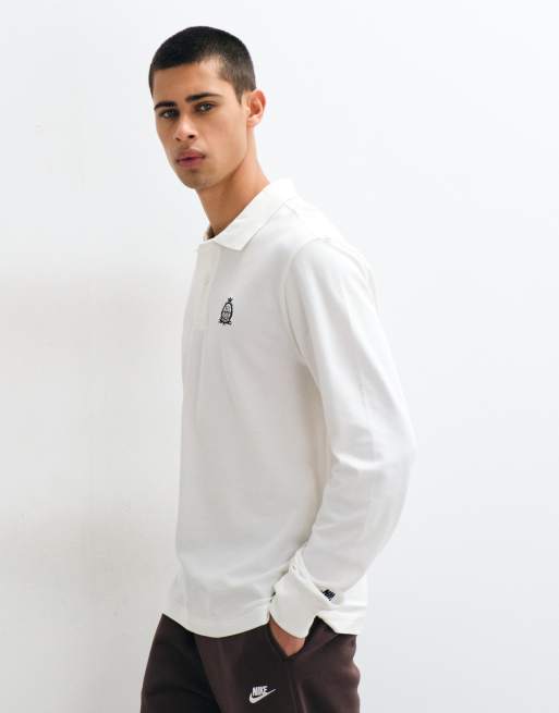 Nike Club long sleeve polo in off white, 4 of 5