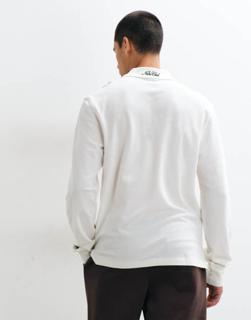 Nike Club long sleeve polo in off white, 5 of 5