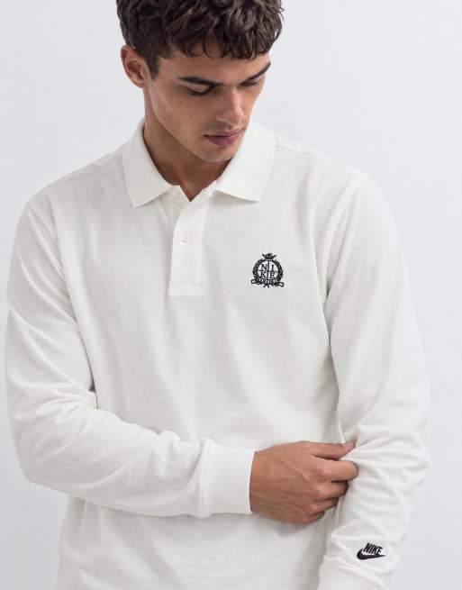 Nike Club long sleeve polo in off white, 7 of 9