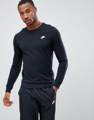  Nike  Club Long  Sleeve  T Shirt  In Black AQ7141 010 ASOS