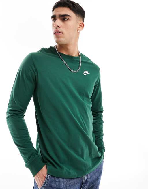 Nike Club long sleeve t shirt in dark green ASOS