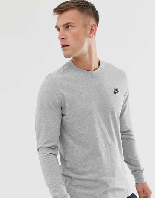 Nike Club long sleeve T shirt in gray heather