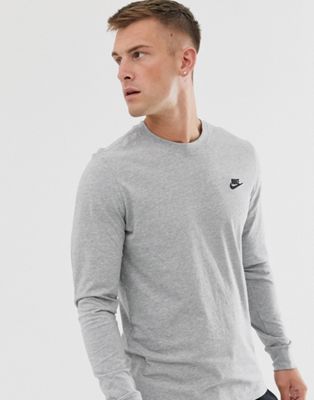 Nike Club long sleeve t-shirt in grey | ASOS