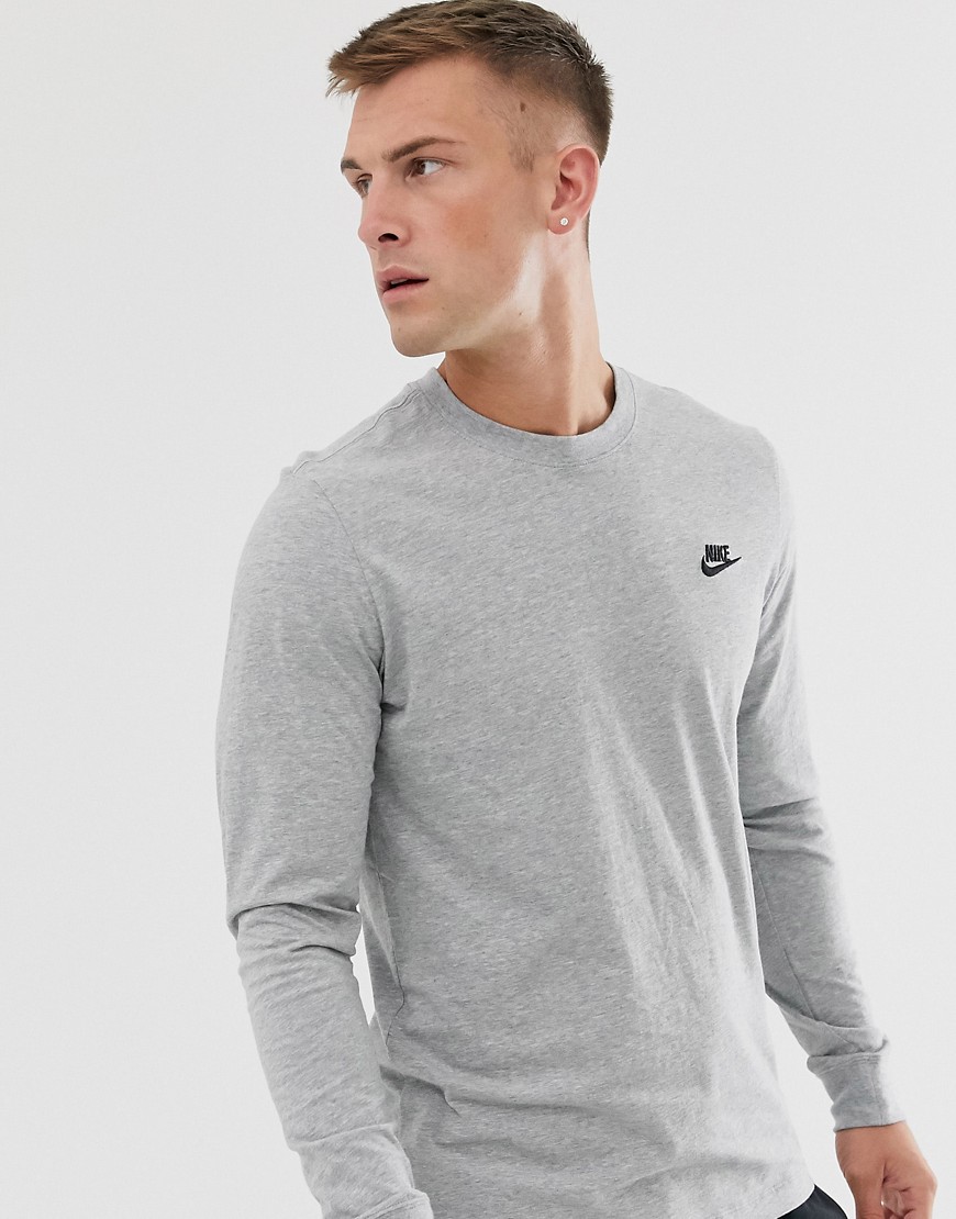 Nike Club long sleeve t-shirt in grey