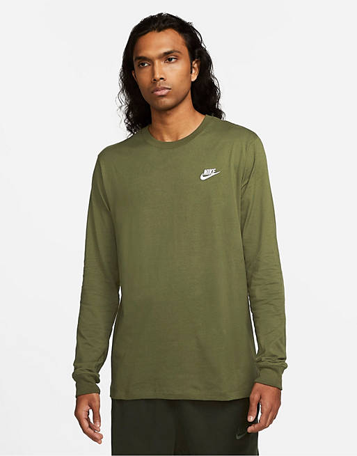 Nike Club long sleeve T-shirt in khaki | ASOS