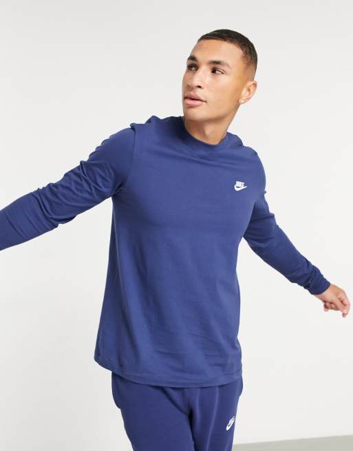 Nike Club long sleeve t-shirt in midnight navy | ASOS