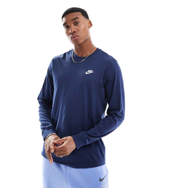 [NIKE] Club Premium Long Sleeve T-Shirt 長袖Tシャツ Nike Club long sleeve t-shirt in navy | ASOS