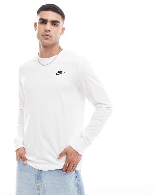 Nike club long sleeve t shirt in white ASOS