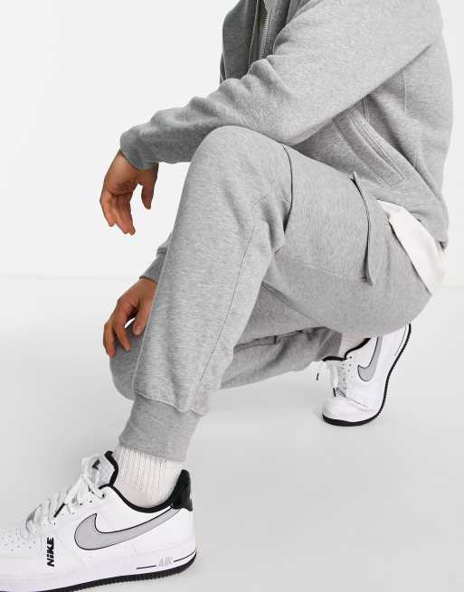 Nike Club metallic logo cuffed cargo joggers in grey