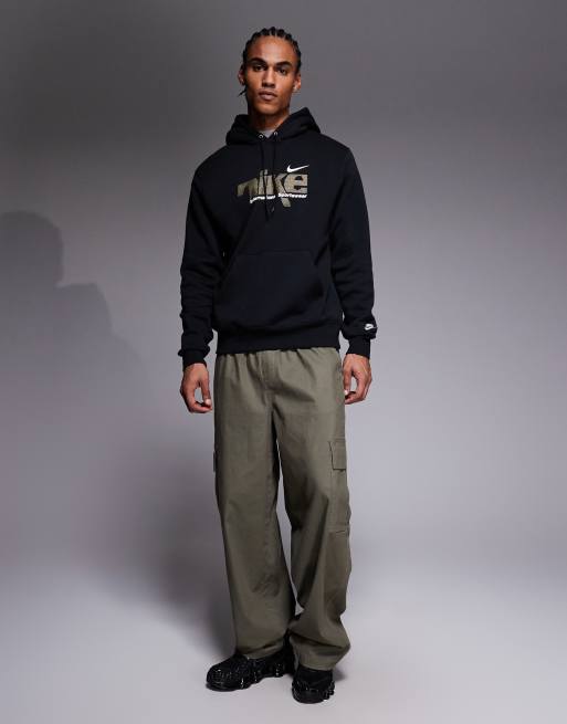 Nike Club metallic logo hoodie in black, 3 of 5