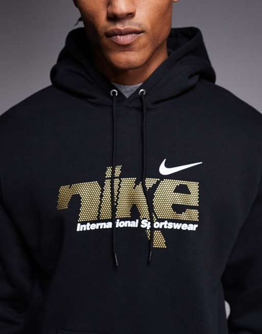 Nike Club metallic logo hoodie in black, 5 of 5