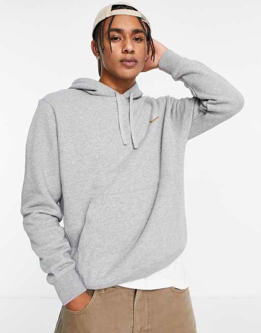 Nike club grey on sale swoosh logo hoody