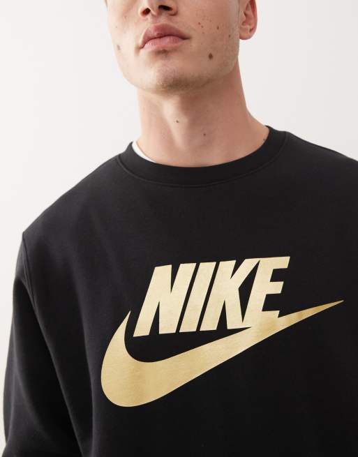 Nike Club metallic logo sweatshirt in black, 5 of 5
