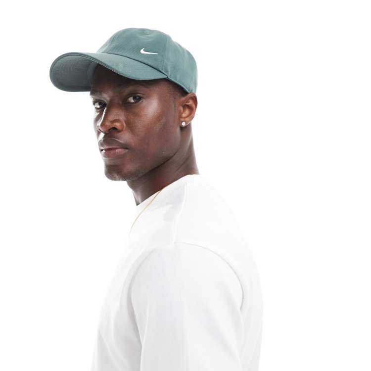 Nike Club metallic swoosh cap in dark green ASOS