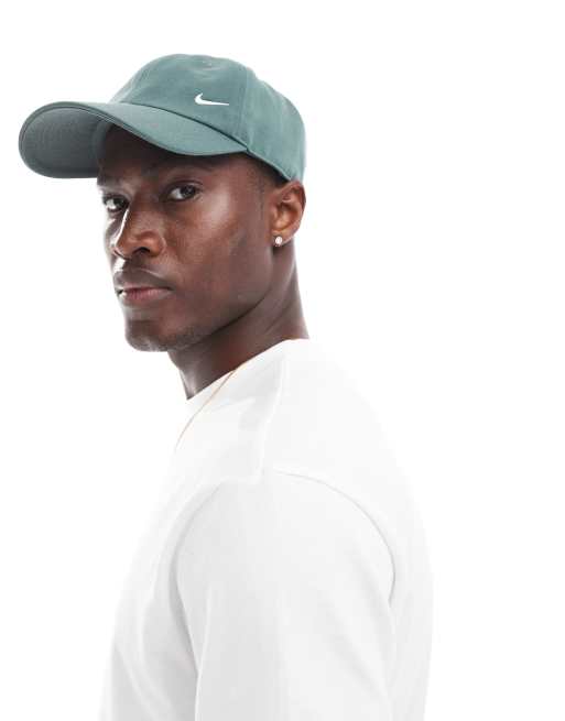 Nike Club metallic swoosh cap in dark green ASOS