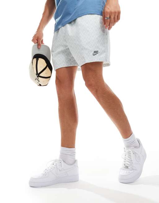 Nike Club monogram shorts in light gray