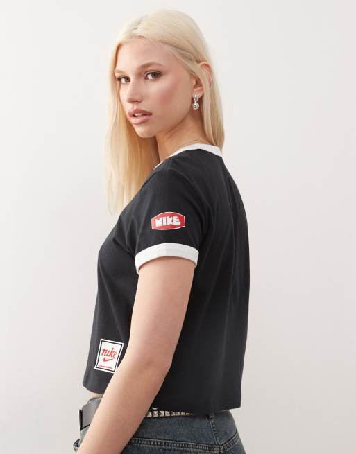 売れ筋商品|||ナイキ Tシャツ レディース トップス CLUB TEE MOTO - Print T-shirt - black Nike Club Moto cropped t-shirt in black | ASOS