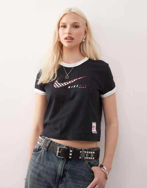 売れ筋商品|||ナイキ Tシャツ レディース トップス CLUB TEE MOTO - Print T-shirt - black Nike Club Moto cropped t-shirt in black | ASOS