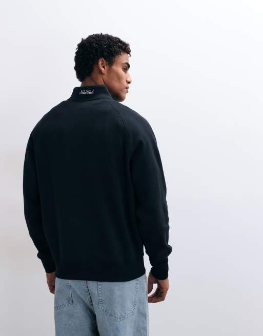 Nike Club NCC 1/4 zip logo sweatshirt in black, 4 of 5