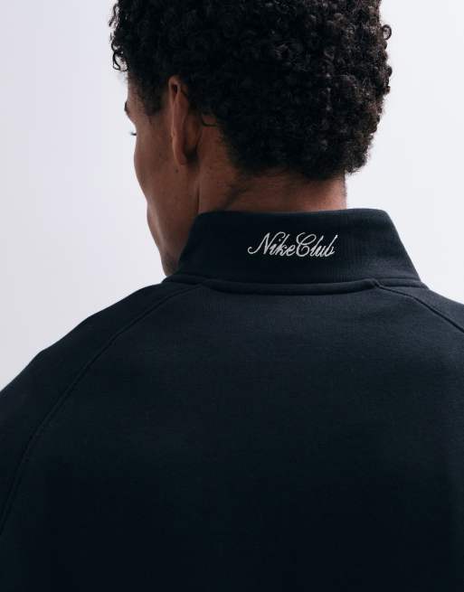 Nike Club NCC 1/4 zip logo sweatshirt in black, 5 of 5