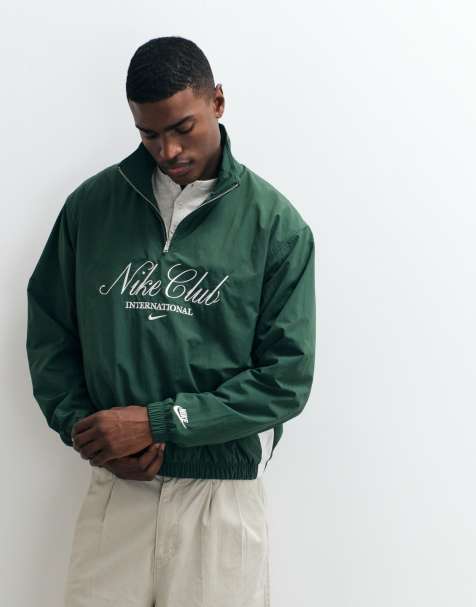 Nike Club NCC 1/4 zip overhead script logo jacket in green - view 1
