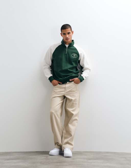 Nike Club NCC felpa con zip corta e logo in verde e bianco sporco, 3 di 5
