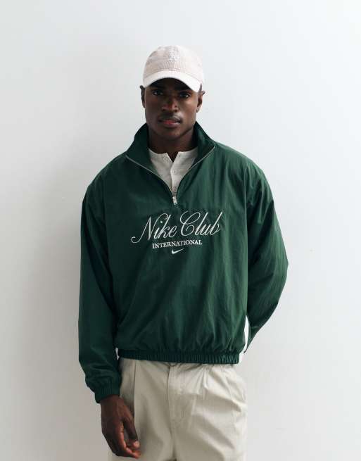 Nike Club NCC giacca con zip a 1/4 e logo script verde, 5 di 5