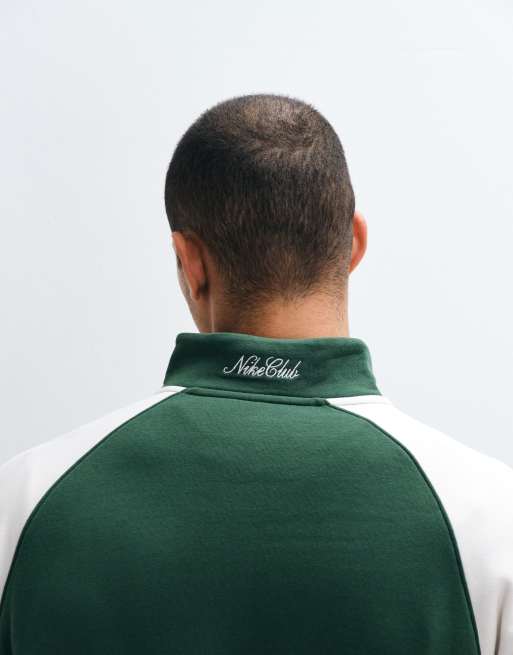 Nike Club NCC sweat-shirt à demi-zip avec logo en vert et blanc cassé, 4 de 5