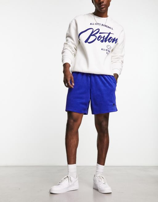 Nike – Club – Niebieskie szorty z materiału frotté