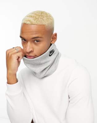 Nike Club - Omkeerbare halswarmer van fleece in grijs en zwart