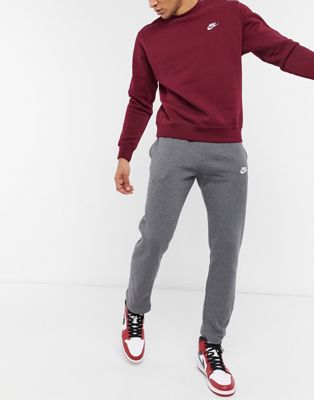 Nike Club open hem sweatpants in charcoal gray-Grey