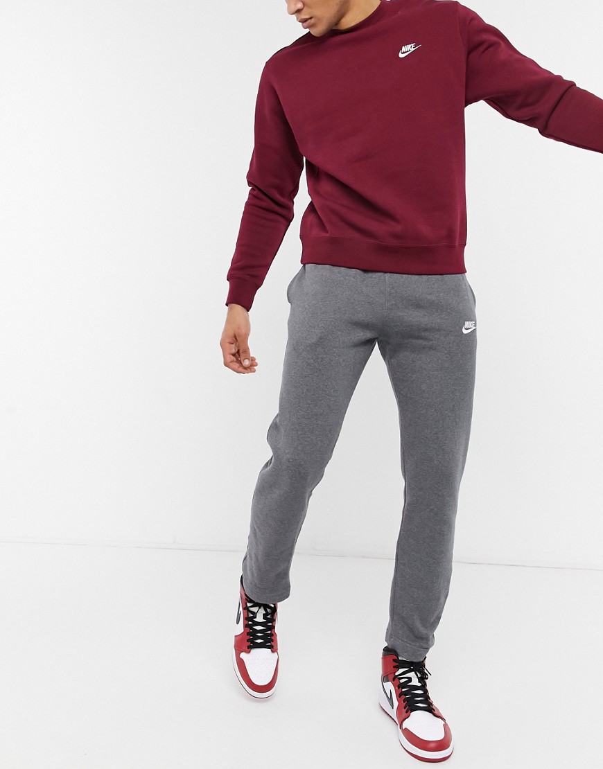 Nike Club open hem sweatpants in charcoal gray-Grey