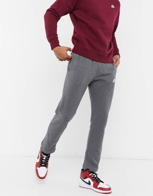 Nike Club open hem sweatpants in charcoal gray