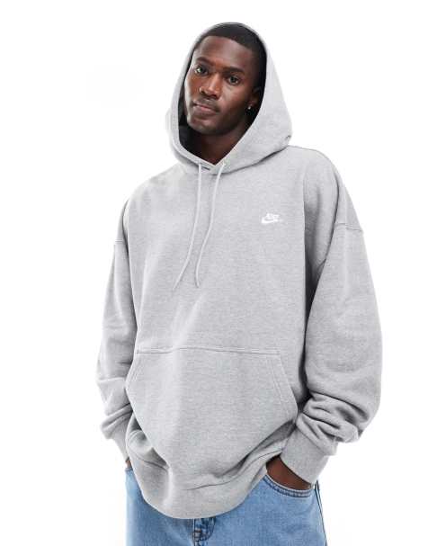 Nike - Club - Oversized hoodie van badstof in grijs - view 1