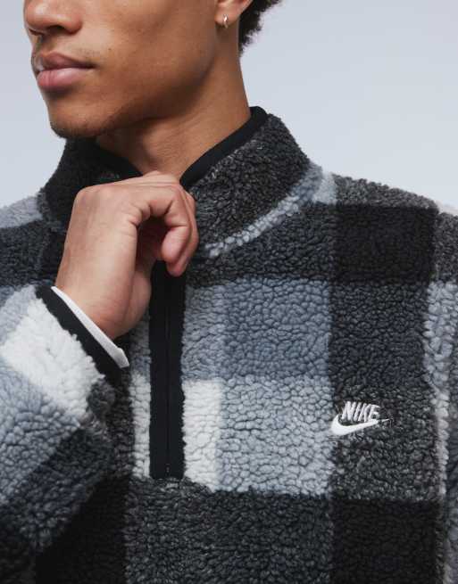 Nike - Club - Pile nero a quadri con zip corta, 5 di 5