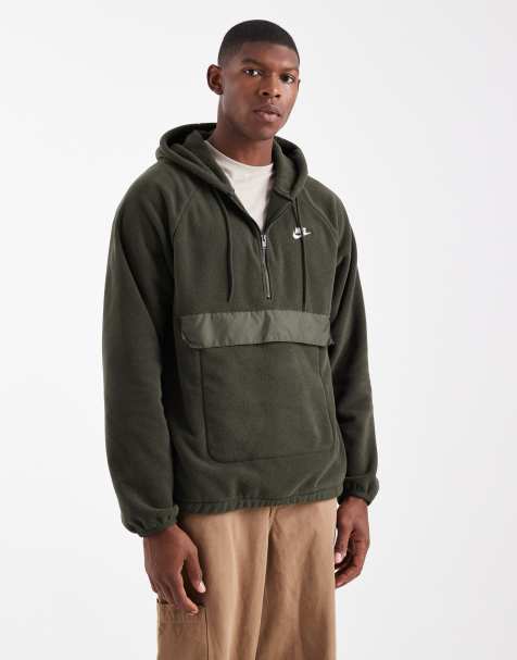 Nike - Club - Pile verde scuro con zip corta - view 1