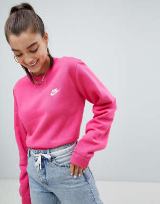 nike club swoosh sweatshirt in pink