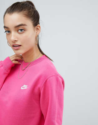 nike club swoosh sweatshirt in pink