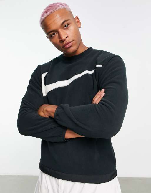 Nike Club Plus crew neck sweatshirt in black | ASOS