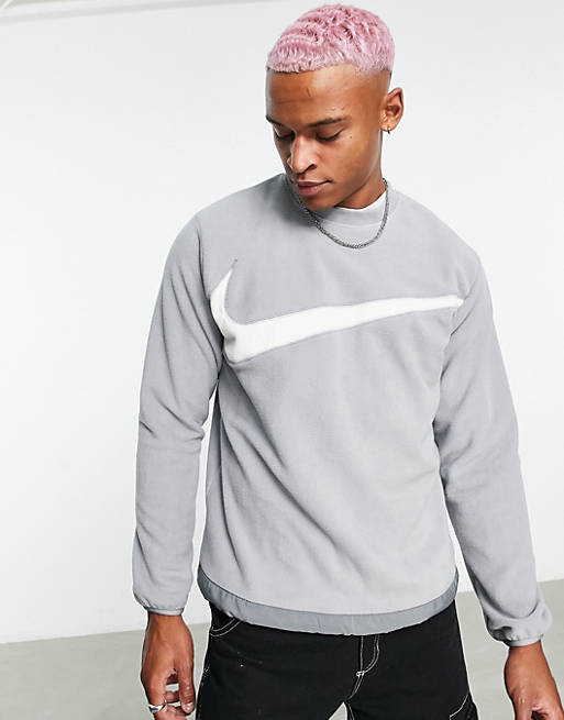 Nike Club Plus crew neck sweatshirt in gray | ASOS