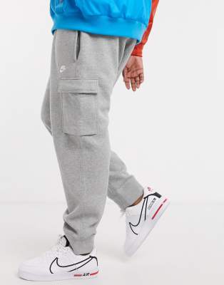 nike club cuffed cargo joggers grey