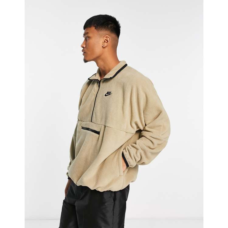 Nike Club polar fleece half zip sweat in khaki ASOS