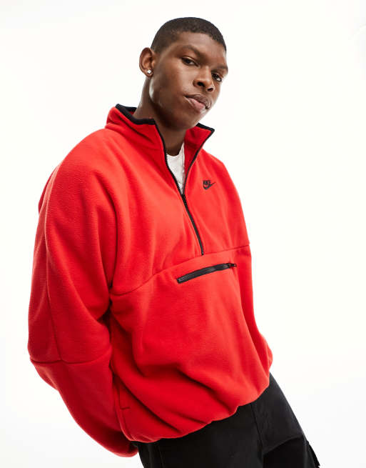 Nike Club polar fleece half zip sweat in red