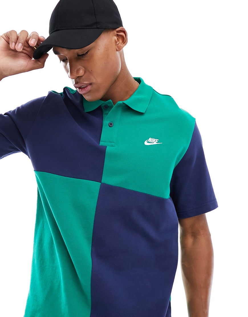 Nike Club polo in navy and green